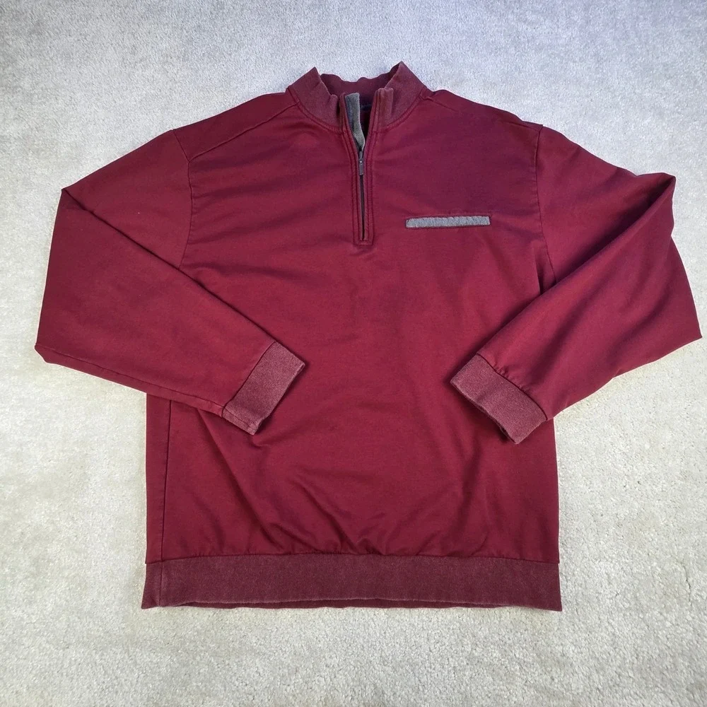 Horn Legend 1/4 Zip‎ Pullover Mens Large Burgundy Supima Cotton Spandex